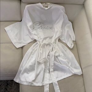 White Satin “Bride” Bridal Robe
